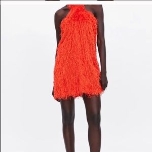 Zara fringed orange dress
